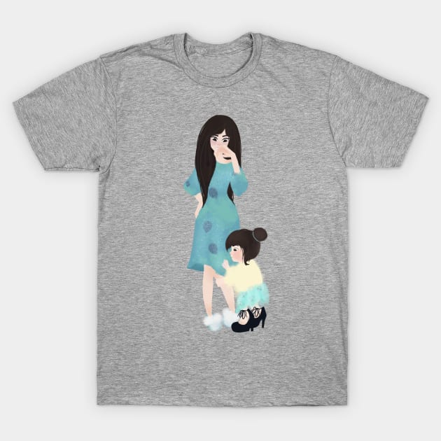 Asian Mom and Daughter T-Shirt by sugarveryglider